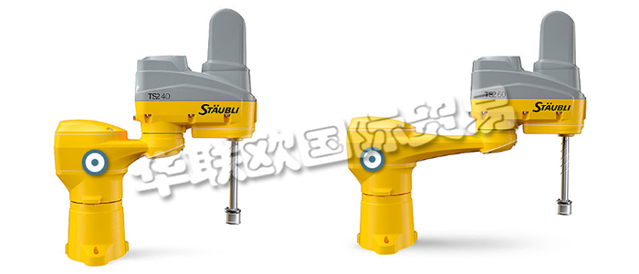 STAUBLI開(kāi)發(fā)了一系列功能強(qiáng)大的四軸機(jī)器人，旨在滿足汽車(chē)、食品、制藥、塑料和電子電氣等領(lǐng)域最嚴(yán)格的生產(chǎn)要求。SCARA (水平多關(guān)節(jié)機(jī)械手臂) 系列可用于多種應(yīng)用， 能快速執(zhí)行上下料、裝配、包裝/碼垛、拾放/搬運(yùn)、分揀、堆垛和整列等高精度、重復(fù)性等任務(wù)。此外，全新 TS2 系列使用了與六軸 TX2 機(jī)器人相同的模塊化結(jié)構(gòu)和 CS9 控制器，相同的機(jī)器人底座帶來(lái)模塊化和最優(yōu)開(kāi)發(fā)時(shí)間。